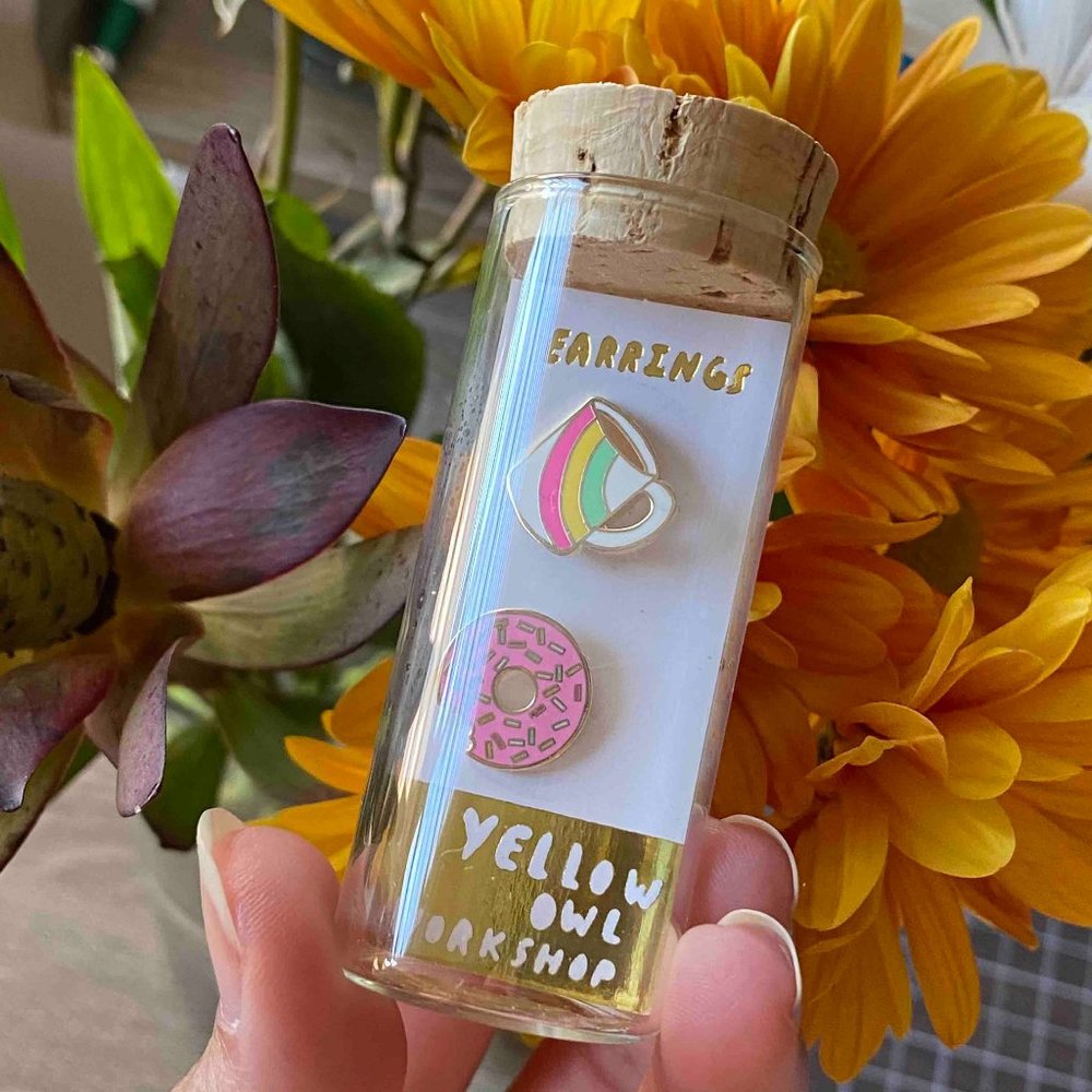 Yellow Owl Workshop 22K Gold Donut Coffee Earrings